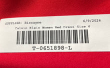 Load image into Gallery viewer, Calvin Klein Womens Red Contrast Trim Flutter Sleeve Back-Zip Sheath Dress Sz 6
