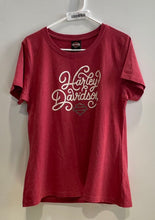 Load image into Gallery viewer, Harley-Davidson Womens Red Graphic Print Short Sleeve Pullover T-Shirt Size L
