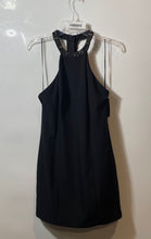 Load image into Gallery viewer, Guess Womens Black Silver Beaded Halter Neck Back Zip Mini Dress Sz 10 With Tags
