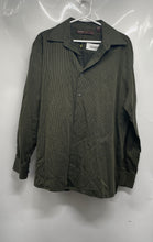 Load image into Gallery viewer, Perry Ellis Mens Green Striped Pointed Collar Long Sleeve Button-Up Shirt Size L
