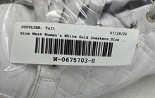Load image into Gallery viewer, Nine West Womens Grisa White Gold Faux Leather Quilted Sneakers Shoes Size 5.5M
