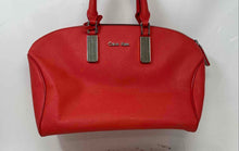 Load image into Gallery viewer, Calvin Klein Womens Dark Orange Saffiano Leather Top Handle Satchel Handbag
