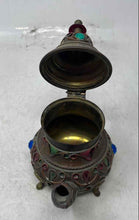 Load image into Gallery viewer, Bronze Color Etched Collectible Jewels Teapot With Handle &amp; Lid
