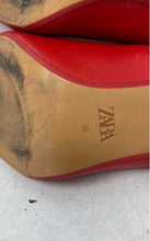 Load image into Gallery viewer, Zara Womens Red Leather Pointed Toe Slip-On High Pump Heels Size EUR 39

