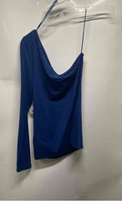 Load image into Gallery viewer, Guess Womens Blue One Shoulder Long Sleeve Blouse Top Size Small With Tag
