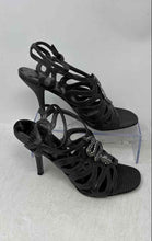 Load image into Gallery viewer, Via Spiga Womens Dark Gray Leather Open Toe Stiletto Strappy Heels Size 8.5M
