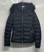 Load image into Gallery viewer, Zara Womens Black Long Sleeve Faux Fur Hooded Full-Zip Puffer Jacket Size S
