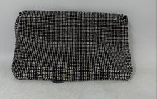 Load image into Gallery viewer, Topshop Womens Black Silver-Tone Rhinestone Chain Strap Flap Crossbody Bag
