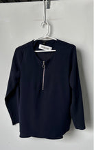 Load image into Gallery viewer, Ann Taylor Womens Blue Long Sleeve Quarter-Zip Blouse Top Size SP
