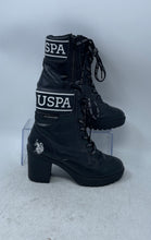 Load image into Gallery viewer, U.S. Polo Assn. Womens Black Round Toe Lace-Up Ankle Block Combat Boots Size 5
