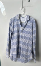 Load image into Gallery viewer, Express Mens Blue White Striped Cotton Long Sleeve Button-Up Shirt Size M
