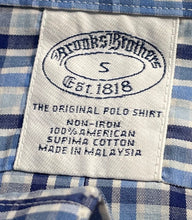 Load image into Gallery viewer, Brooks Brothers Mens Blue And White Plaid Non-Iron Button-Up Shirt Size Small
