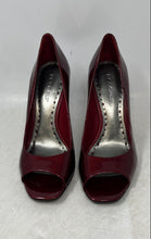 Load image into Gallery viewer, BCBGirls Womens Red Patent Leather Peep Toe Slip-On Pump Heels Size 7 B

