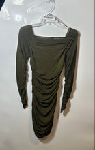 Load image into Gallery viewer, Mango Womens Green Long Sleeve Square Neck Gathered Short Mini Dress Sz 4 W/ Tag
