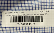 Load image into Gallery viewer, Ralph Lauren Mens Blue White Check Cotton Classic Fit Button-Up Shirt Size XL

