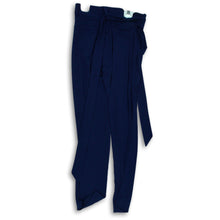 Load image into Gallery viewer, Express Womens Blue Mid Rise Pockets Pleated Tie Waist Ankle Pants Size XS
