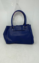 Load image into Gallery viewer, Dana Buchman Womens Royal Blue Leather Double Handle Pockets Shoulder Handbag
