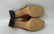 Load image into Gallery viewer, Zara Womens Dark Brown Leather Open Toe Chunky Heel Slide Sandals Size EUR 39
