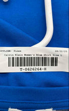 Load image into Gallery viewer, Calvin Klein Womens Blue Ruffle Sleeve Round Neck Blouse Top Size Large
