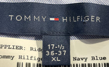 Load image into Gallery viewer, Tommy Hilfiger Mens Navy Blue Long Sleeve Collared Dress Shirt Size XL 17 1/2
