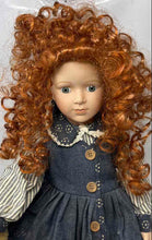 Load image into Gallery viewer, Seymour Mann Curly Red Hair Green Eyes Porcelain Doll Holding Teddy Bear
