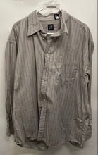 Load image into Gallery viewer, Gap Mens Gray Striped Print Cotton Long Sleeve Button-Up Shirt Size XL
