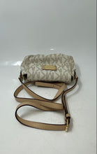 Load image into Gallery viewer, Michael Kors Womens Beige Brown Signature Print Leather Flap Over Crossbody Bag
