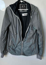Load image into Gallery viewer, Armani Exchange Mens Gray Hooded Zipper Windbreaker Jacket Size Small
