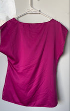 Load image into Gallery viewer, The Limited Womens Fuchsia Satin Cap Sleeve Boat Neck Pullover Blouse Top Size M
