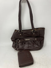 Load image into Gallery viewer, Rosetti Womens Brown Leather Double Handle Hobo Shoulder Bag &amp; Wallet
