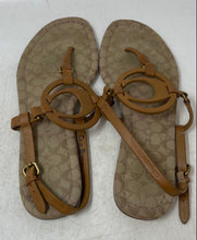 Load image into Gallery viewer, Coach Womens Jeri G4996 Brown Leather Open Toe Flat Thong Sandals Size 7.5B
