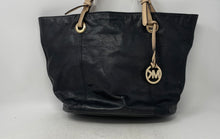 Load image into Gallery viewer, Michael Kors Womens Black Pebbled Leather Double Handle Jet Set Travel Tote Bag
