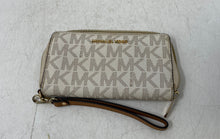 Load image into Gallery viewer, Michael Kors Womens Brown Beige Signature Print Leather Zip-Around Wallet
