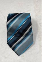 Load image into Gallery viewer, Hugo Boss Mens Multicolor Striped Silk Keeper Loop Adjustable Pointed Tie
