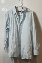 Load image into Gallery viewer, Hugo Boss Mens Blue Striped Long Sleeve Collared Dress Shirt Size 16.5 32/33 42
