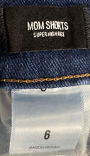 Load image into Gallery viewer, Express Womens Blue Jean Super High Rise Pockets Raw Hem Mom Shorts Size 6
