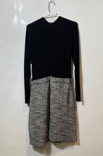 Load image into Gallery viewer, Calvin Klein Womens Black White Ribbed Knit Long Sleeve Sheath Dress Size Medium
