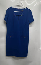 Load image into Gallery viewer, Tommy Hilfiger Womens Blue Short Sleeve Keyhole Neck Sheath Dress Size 14
