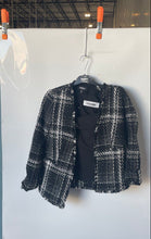 Load image into Gallery viewer, Express Womens Black White Plaid Long Sleeve Open Front Jacket Size XS
