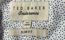 Load image into Gallery viewer, Ted Baker Endurance Mens Blue Geometric Cotton Slim Fit Dress Shirt Size 16.5
