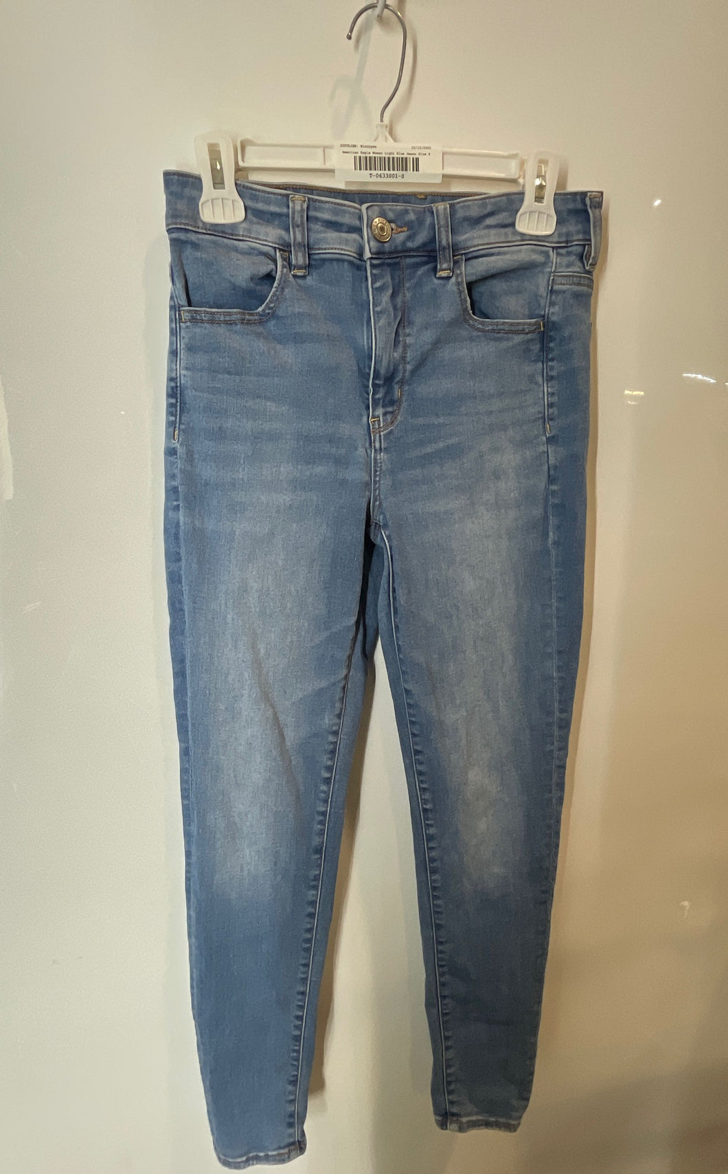 American Eagle Outfitters Womens Light Blue Pockets Denim Skinny Jeans Size 8