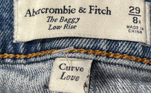 Load image into Gallery viewer, Abercrombie &amp; Fitch Womens Blue Denim Curve Love Low Rise Baggy Jeans Pants 29
