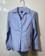 Load image into Gallery viewer, Express Womens Light Blue Long Sleeve The Essential Button-Up Shirt Size XS
