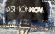 Load image into Gallery viewer, Fashion Nova Womens Blue Medium Wash Distressed Bootcut Leg Jeans Size 13 w/ Tag
