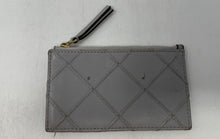 Load image into Gallery viewer, Authentic Tory Burch Womens Gray Diamond-Quilted Card Wallet Worn Damaged

