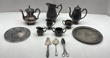 Load image into Gallery viewer, Vintage Mixed Variety Pieces Of Silver Tone Home &amp; Kitchenware Tea Set
