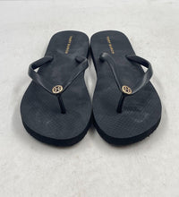 Load image into Gallery viewer, Authentic Tory Burch Womens Black Slip-On Flip Flop Sandals Size 7M Worn

