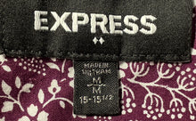 Load image into Gallery viewer, Express Mens Purple Floral Cotton Short Sleeve Collared Dress Shirt Size M
