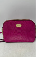 Load image into Gallery viewer, Michael Kors Womens Cindy Pink Snake-Embossed Dome Leather Crossbody Bag
