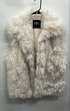 Load image into Gallery viewer, Zara Womens White Sleeveless Open Front Faux Fur Vest Size Large
